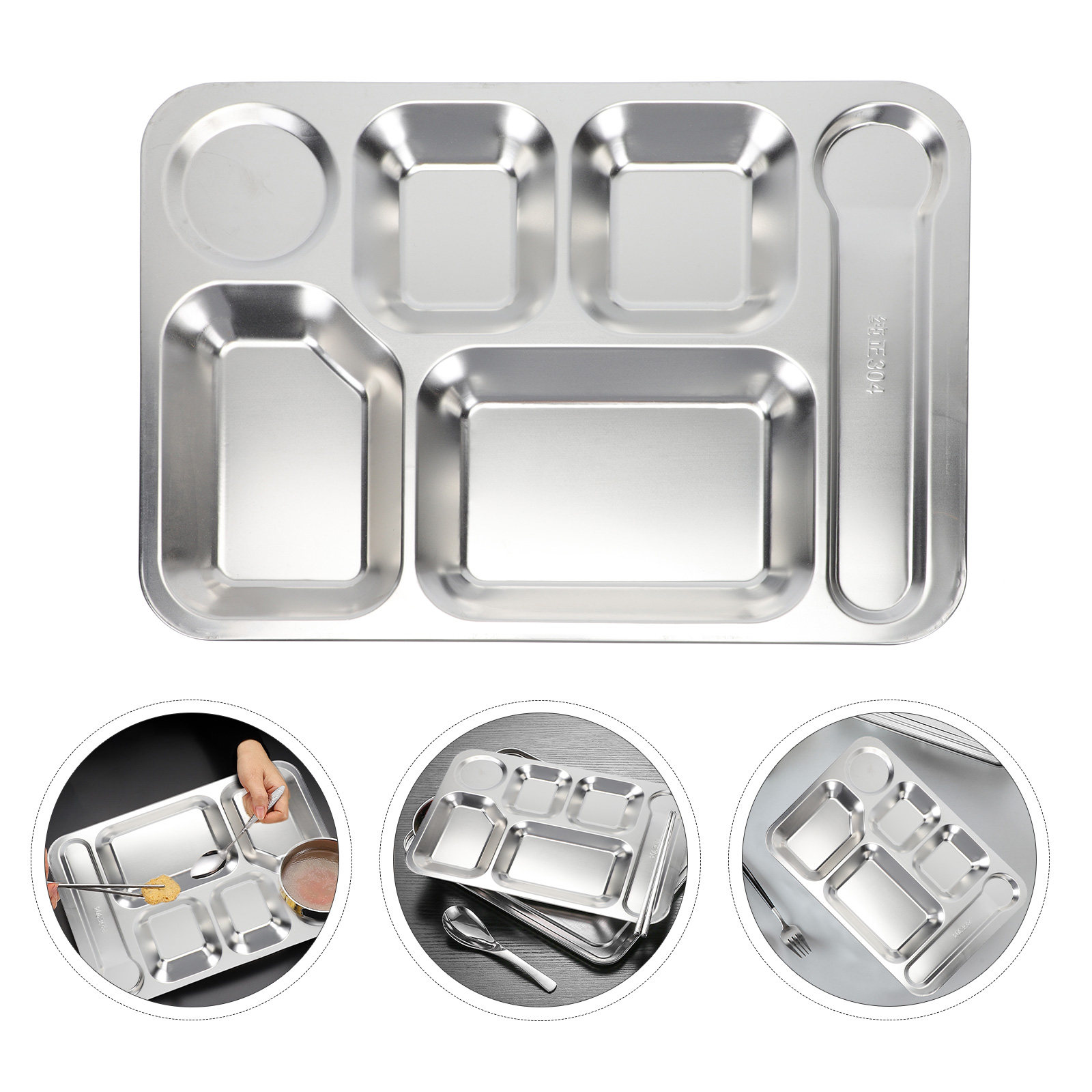 Meal Prep Lunch Boxes - 1pc Stainless Steel 6-Compartment Lunch Tray