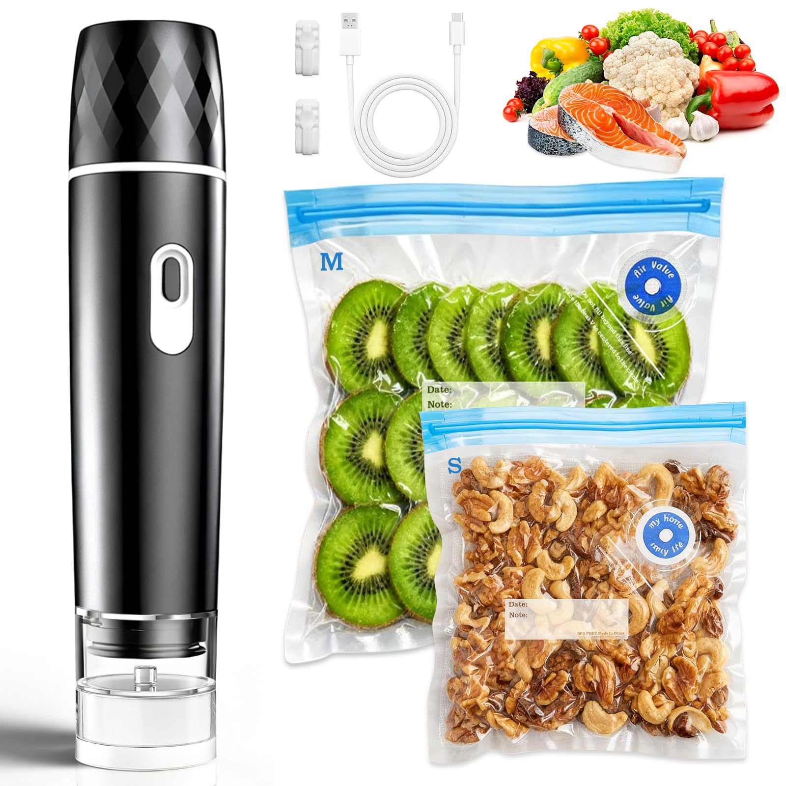 Meal Prep App - Food Vacuum Sealer, 60KPA Powerful Suction