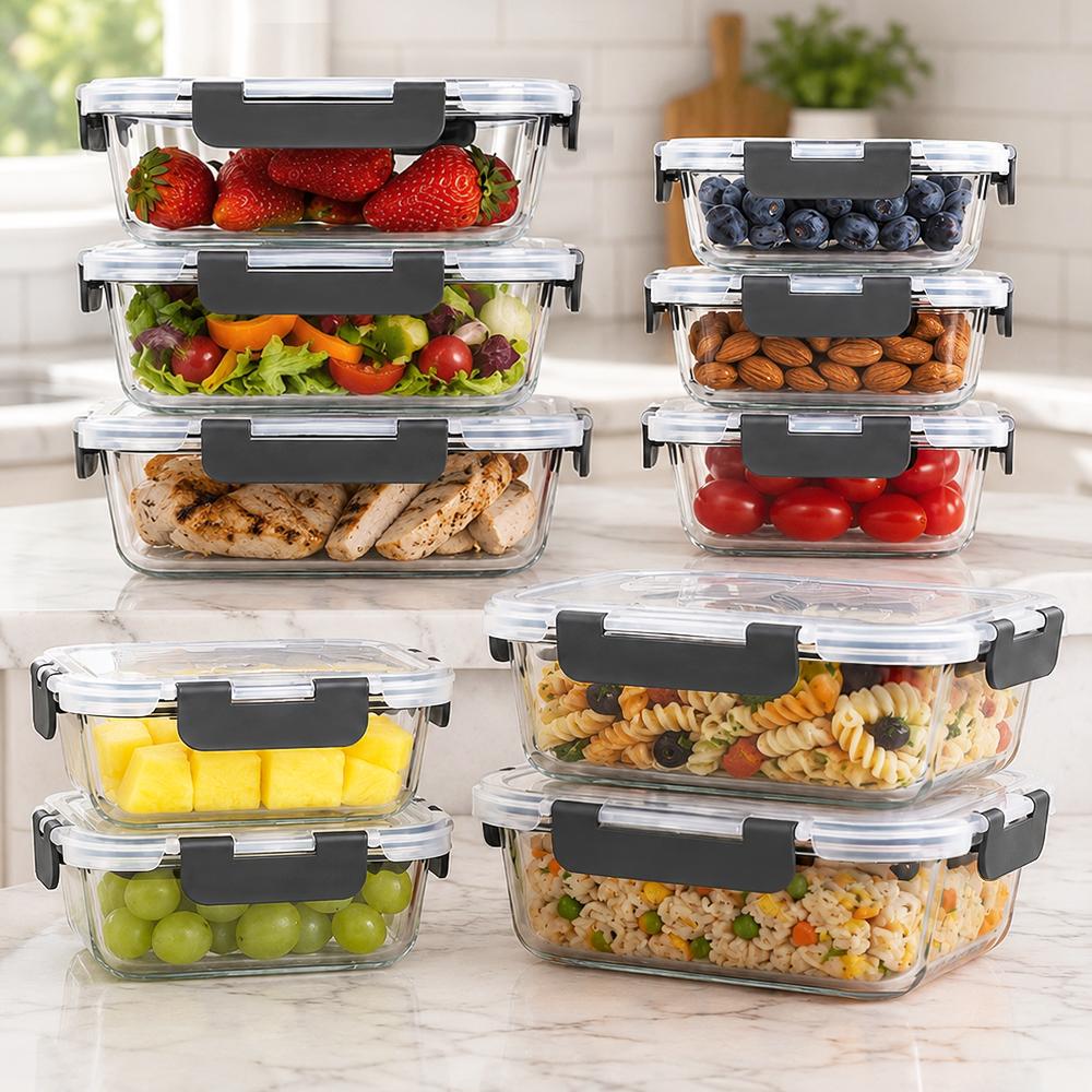 Meal Prep Easy - Glass Food Storage Containers Set 10-Pack