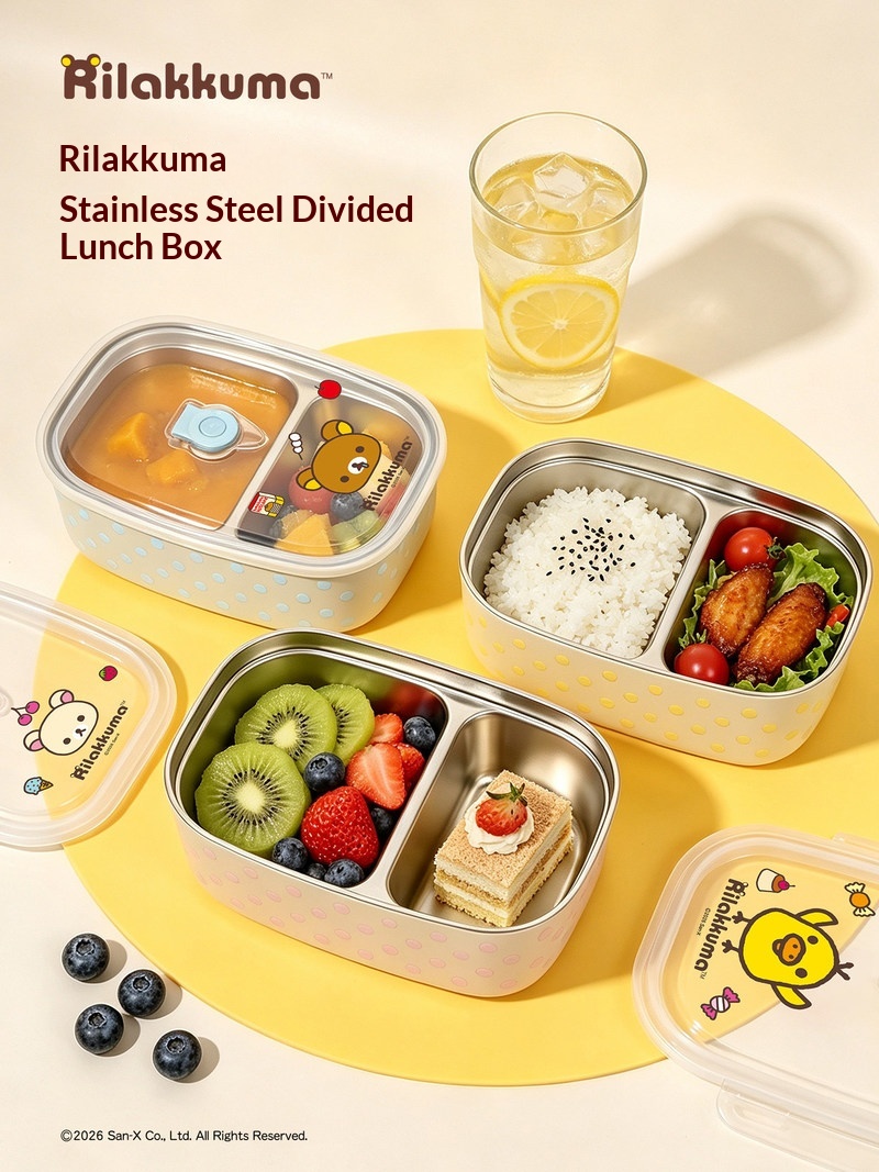 Meal Prep Lunch Boxes - Rilakkuma Stainless Steel Bento Box Divided